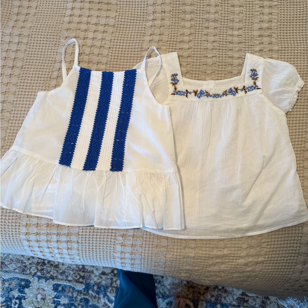 Two Janie and Jack Embroidered spring Summer Boho Tops